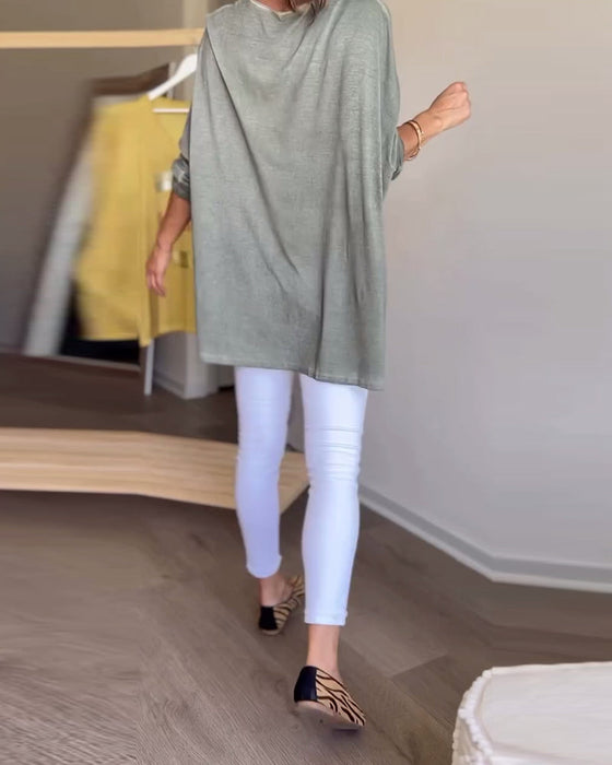 Bluzka w literę z długim rękawem i okrągłym dekoltem