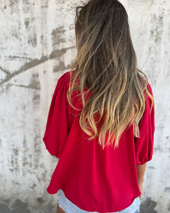 Bluzka Casual Moda Krótki Rękaw Jednolity Kolor