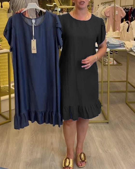 Sukienka Casual Denim Marszczona