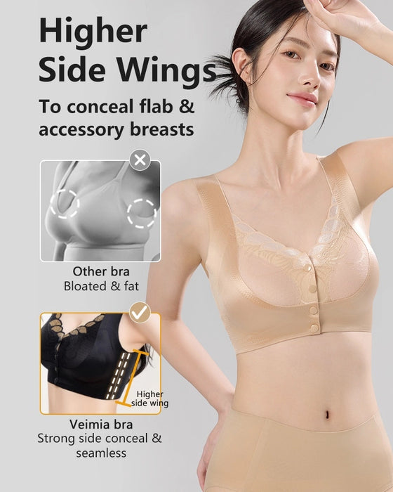 Biustonosz Z Przodu Zapięcie Satyna Koronka