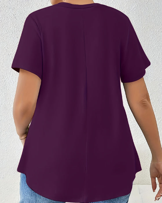 T-Shirt Ensfarvet Korte Ærmer Krydsstropper