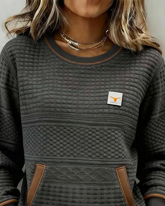 Bluza Z Okrągłym Dekoltem I Color Blocking