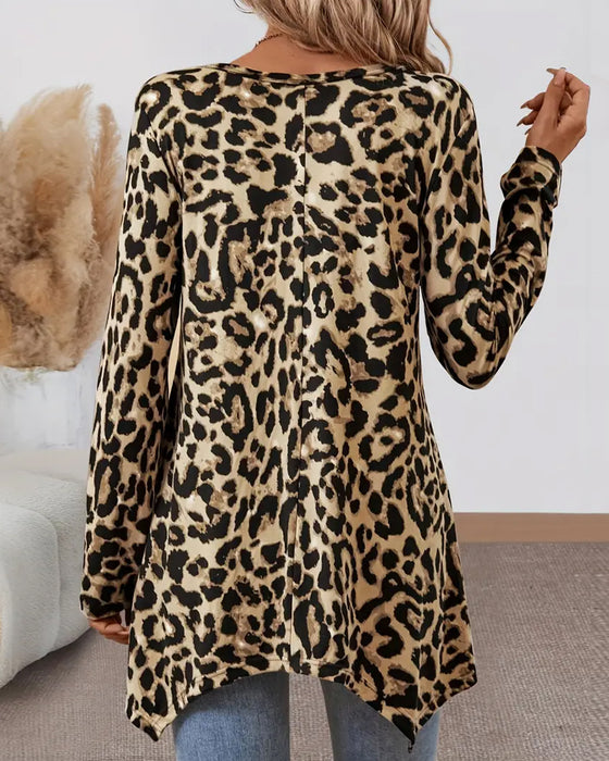 Casual Wiele funkcji T-shirt z Wytiskiem Leopardowym