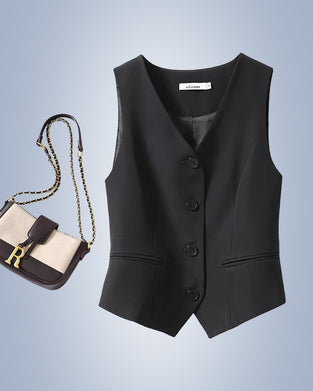 Damska kamizelka garniturowa w jednolitym kolorze