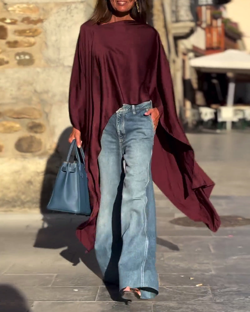 Nieregularna bluzka z Batmanem w jednolitym kolorze