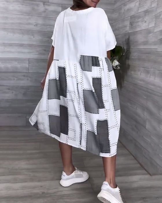 Sukienka Moda Uliczna Okrągły Dekolt
