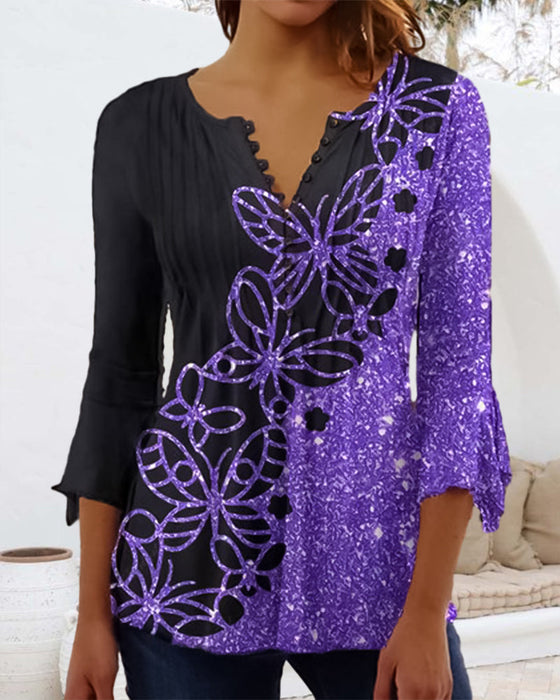 Bluzka z nadrukiem z dekoltem V