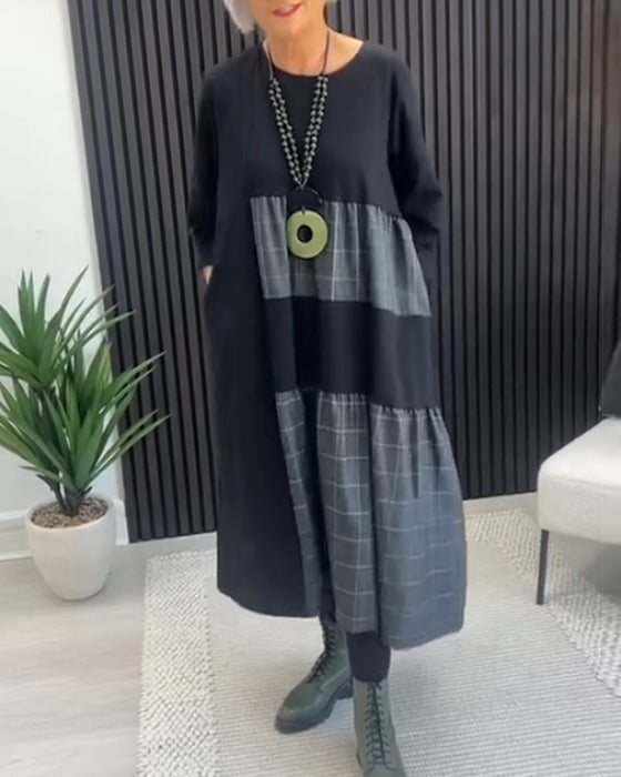 Sukienka w kratę z kieszonkami