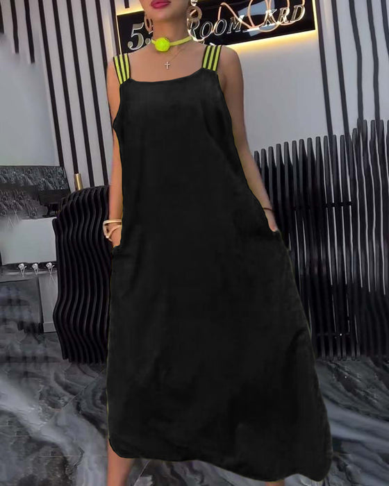 Sukienka Splicowana Zawieszenie Luźna