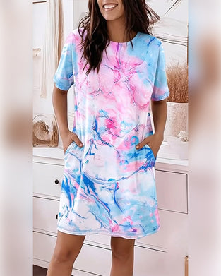 Sukienki Tie-Dye Płyn Nadruk Luźny