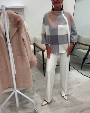 Sweter W Kratę Z Długimi Rękawami I Golfem