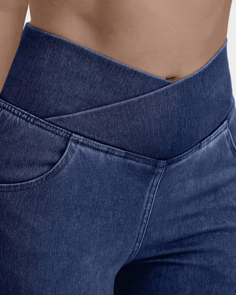 Spodnie Wysoka Rozciągliwość Moda Kieszeń Dzwon