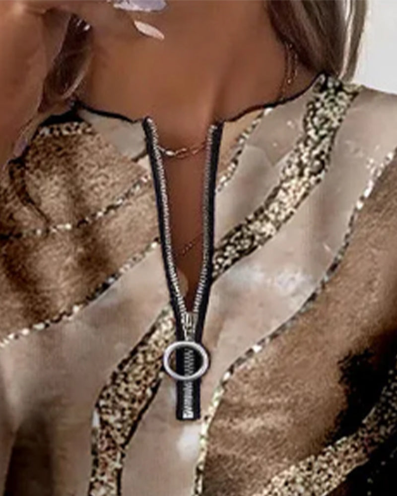 Bluza Z Półzamkiem I Nadrukiem Vintage