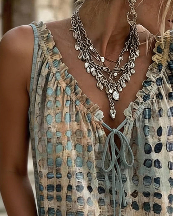 Tank Tops Polka Dot Nadruk Falbana