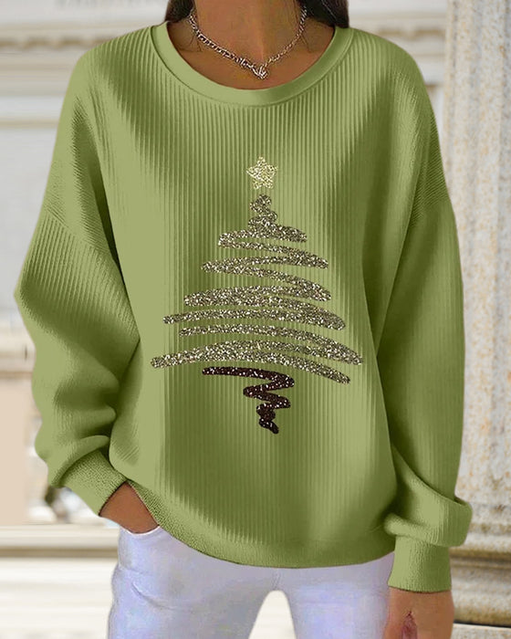 Bluza Luźna Wgłębienia Świąteczny Nadruk