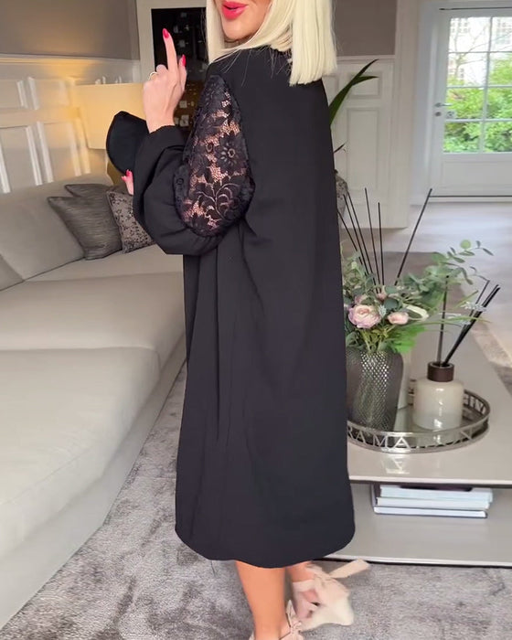 Elegancka sukienka z dekoltem w serek i długim rękawem