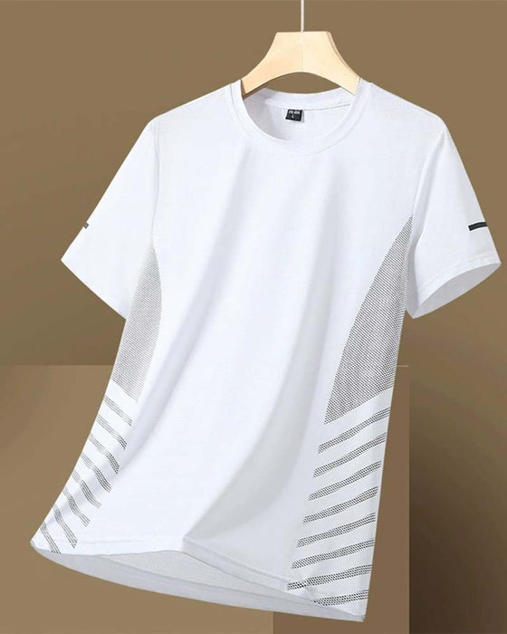 T-Shirt Boczny Pasek Męski Jedwab Lodowy