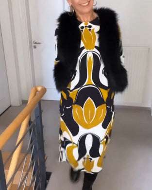 Sukienka z okrągłym dekoltem z nadrukiem