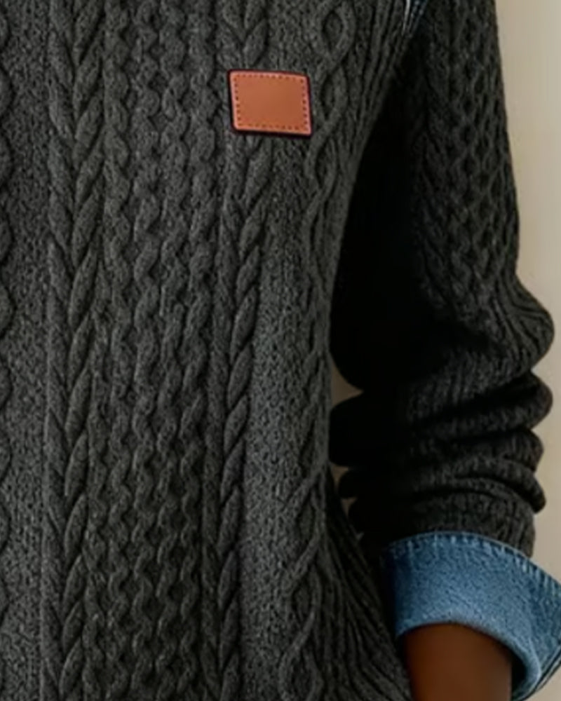 Bluza Color Blocking Z Okrągłym Dekoltem