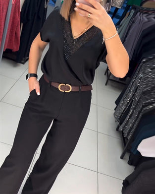 Bluzka z krótkim rękawem i dekoltem w kształcie litery V