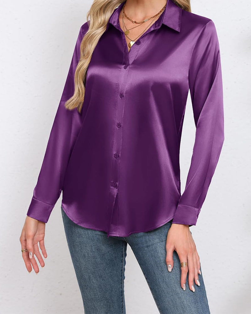 Koszula Jednokolorowa Z Długim Rękawem Drapowana