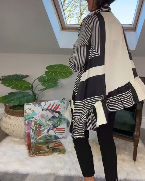 Modna koszula zapinana na guziki o nieregularnym kroju