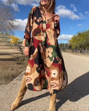 Sukienka z długim rękawem i nadrukiem