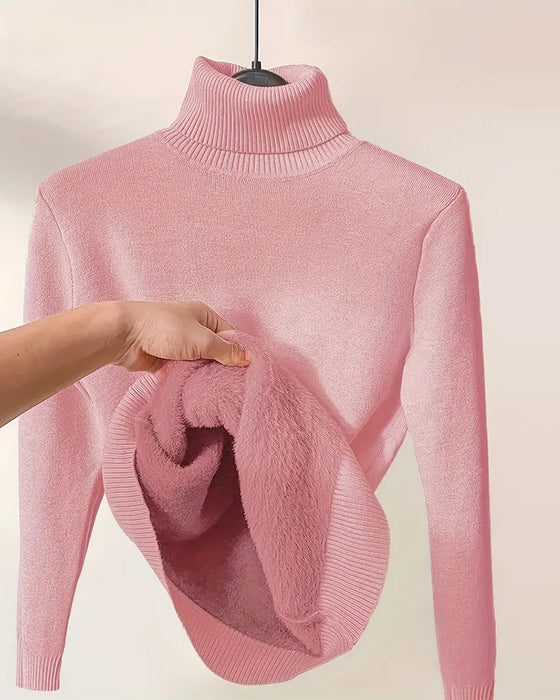 Grubszy sweter w jednolitym kolorze z długim rękawem