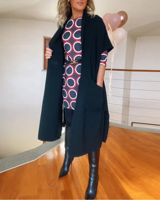 Jednolity kolor kardigan z kieszenią