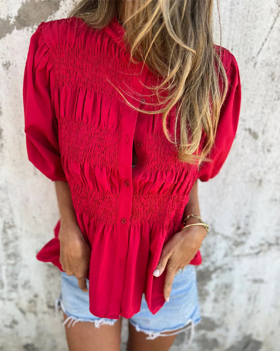 Bluzka Casual Moda Krótki Rękaw Jednolity Kolor