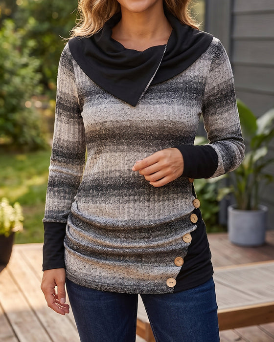 Bluza Nieregularny Pasek Guzik