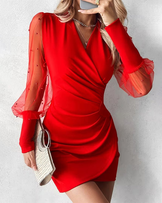 Sukienka Mesh Dekolt V Moda Patchwork
