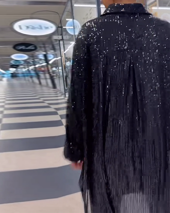 Koszula z rozcięciem i cekinami