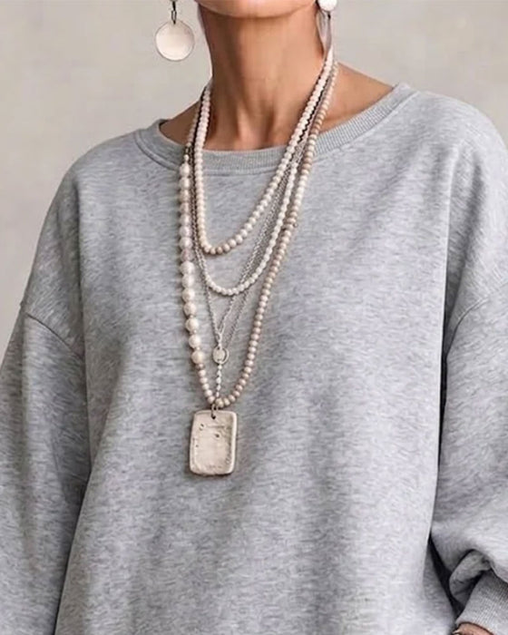 Sweatshirt Okrągły Dekolt Rękaw Latarnia Asymetryczny