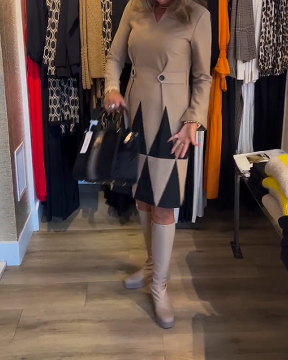 Elegancka sukienka z geometrycznym nadrukiem