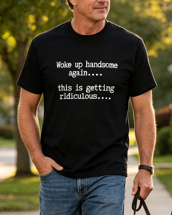 Męski T-Shirt Litera Nadruk Okrągły Dekolt