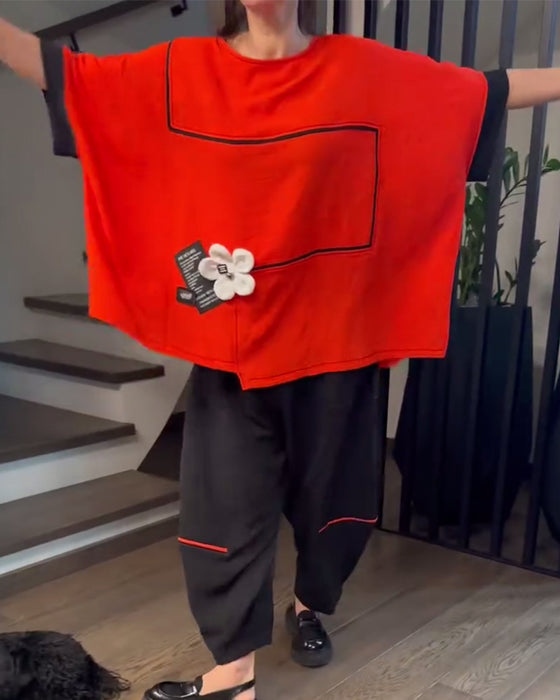 Zestaw Luźne Bloomers Casual Color-Blocking