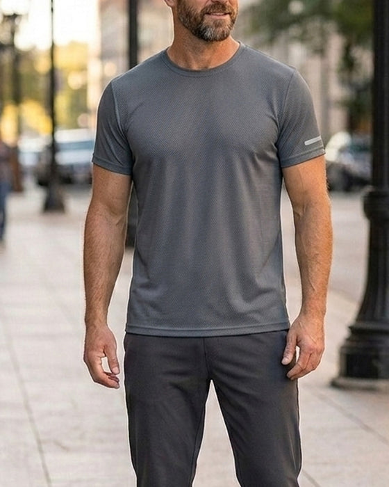Męski T-Shirt Jednokolorowy Krótki Rękaw Sportowy