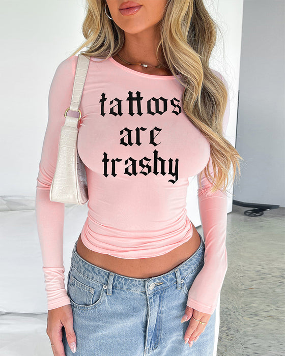 Dopasowany T-Shirt Z Długim Rękawem