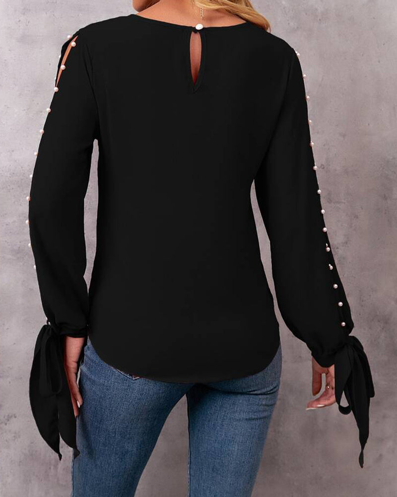 Top Stylowy Jednokolorowy Wiązany Koralikowy