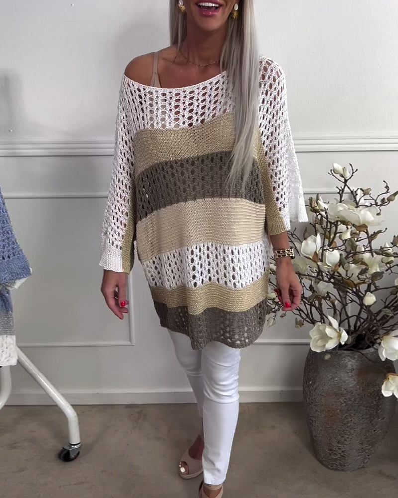 Sweter z długimi rękawami i blokami kolorów