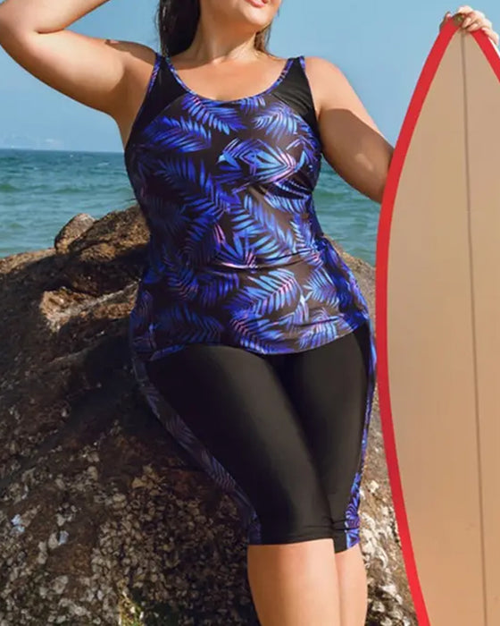 Tankini Wakacyjny Z Nadrukiem Bezrękawowy