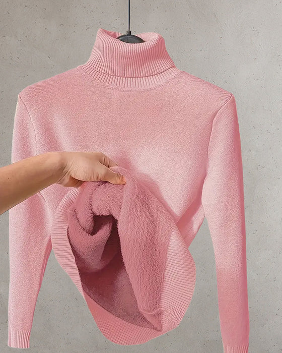 Grubszy sweter w jednolitym kolorze z długim rękawem