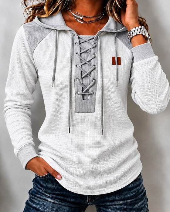 Bluza Z Kapturem Kaptur Wiązanie Spliced