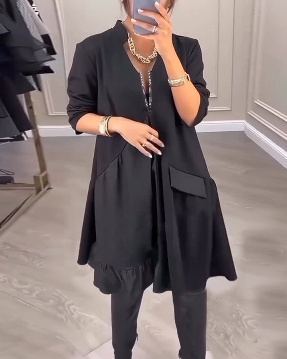 Sukienka o artystycznym charakterze i dekoltem w kształcie litery V