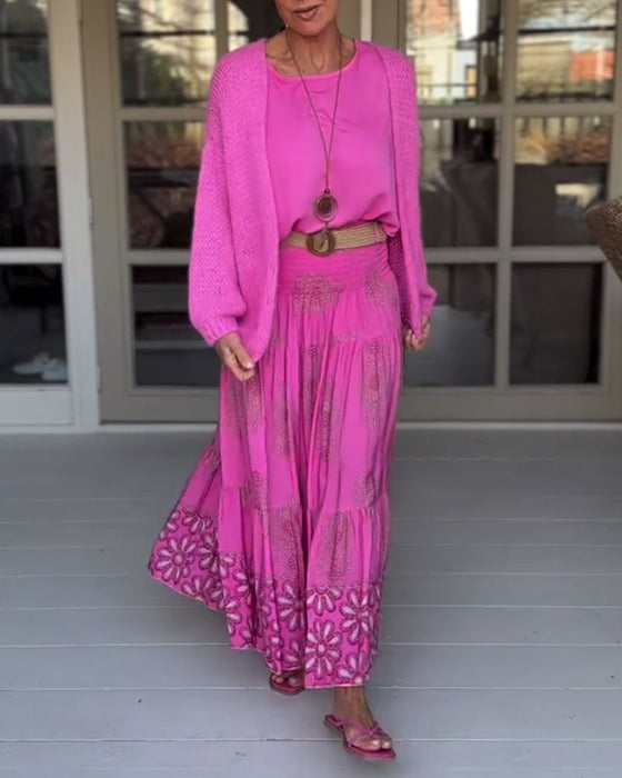 Kardigan z długim rękawem w jednolitym kolorze