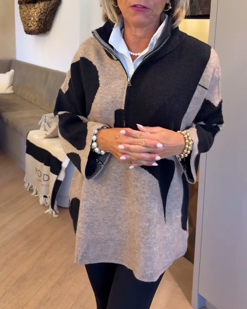 Sweter Z Półzamkiem I Modnym Stójkowym Kołnierzem