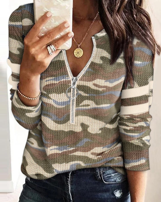 Top Polzamek Camouflage Długi Rękaw