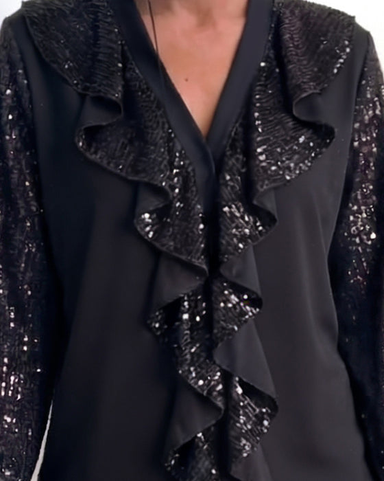 Sukienka Falbanki Dekolt V Pawie Oczka