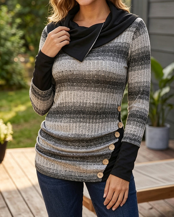 Bluza Nieregularny Pasek Guzik
